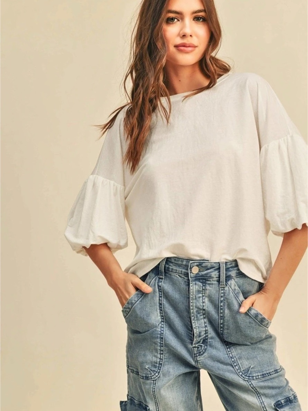 MIOU MUSE Aria Puff Sleeve Blouse